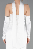 Robe de Soirée Longue Satin Blanc ABU5944