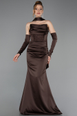 Robe de Soirée Longue Satin Brun ABU5944