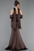 Robe de Soirée Longue Satin Brun ABU5944