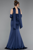 Robe de Soirée Longue Satin Bleu Marine ABU5944