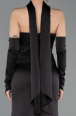 Robe de Soirée Longue Satin Noir ABU5944