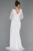 Robe de Soirée Longue Dantelle Blanc ABU6016