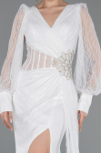 Robe de Soirée Longue Dantelle Blanc ABU6016