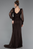 Robe de Soirée Longue Dantelle Brun ABU6016
