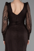Robe de Soirée Longue Dantelle Brun ABU6016