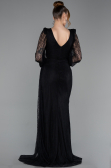 Robe de Soirée Longue Dantelle Noir ABU6016