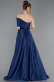 Robe de Soirée Longue Satin Bleu Marine ABU6019