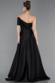 Robe de Soirée Longue Satin Noir ABU6019