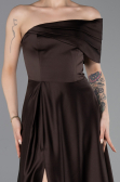 Robe de Soirée Longue Satin Brun ABU6019