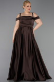 Robe De Fiançailles Grande Taille Satin Longue Brun ABU4207