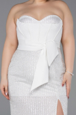 Robe de Soirée Grande Taille Longue Perlé Blanc ABU5989