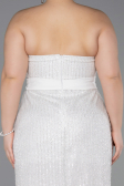 Robe de Soirée Grande Taille Longue Perlé Blanc ABU5989