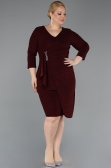 Robe De Invitation Grande Taille Midi Rouge Bordeaux ABK2595