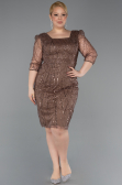Robe De Invitation Grande Taille Midi Perlé Cuivre ABK2580