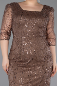 Robe De Invitation Grande Taille Midi Perlé Cuivre ABK2580