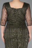Robe De Invitation Grande Taille Midi Perlé Kaki ABK2580
