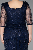 Robe De Invitation Grande Taille Midi Perlé Bleu Marine ABK2580