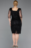 Robe De Invitation Grande Taille Midi Perlé Noir ABK2580