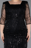 Robe De Invitation Grande Taille Midi Perlé Noir ABK2580