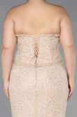 Robe De Soirée Grande Taille Longue Dantelle Beige ABU5994
