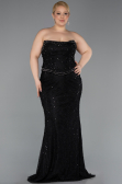 Robe De Soirée Grande Taille Longue Dantelle Noir ABU5994