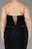 Robe De Soirée Grande Taille Longue Dantelle Noir ABU5994