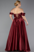 Robe De Soirée Grande Taille Satin Longue Rouge Bordeaux ABU5726