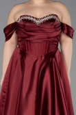 Robe De Soirée Grande Taille Satin Longue Rouge Bordeaux ABU5726