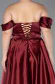 Robe De Soirée Grande Taille Satin Longue Rouge Bordeaux ABU5726