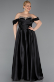 Robe De Soirée Grande Taille Longue Satin Noir ABU5726