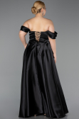 Robe De Soirée Grande Taille Longue Satin Noir ABU5726