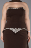 Robe de Soirée Grande Taille Longue Brun ABU6015