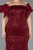 Robe Grande Taille Longue Perlé Rouge Bordeaux ABU5948