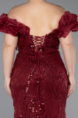 Robe Grande Taille Longue Perlé Rouge Bordeaux ABU5948