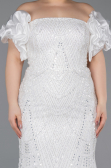 Robe Grande Taille Longue Perlé Blanc ABU5948