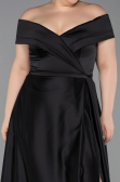 Robe de Soirée Grande Taille Longue Satin Noir ABU2355