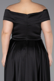 Robe de Soirée Grande Taille Longue Satin Noir ABU2355