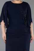 Robe De Invitation Grande Taille Midi Bleu Marine ABK2599
