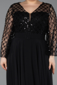 Robe De Soirée Grande Taille Mousseline Longue Noir ABU5875