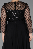 Robe De Soirée Grande Taille Mousseline Longue Noir ABU5875