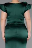Robe De Soirée Grande Taille Satin Longue Émeraude ABU5877