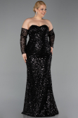 Robe De Soirée Grande Taille Longue Squameuse Noir ABU5928