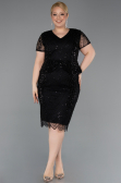 Robe De Invitation Grande Taille Courte Perlé Noir ABK2584