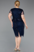 Robe De Invitation Grande Taille Courte Perlé Bleu Marine ABK2584