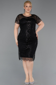 Robe De Invitation Grande Taille Courte Perlé Noir ABK2585