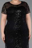 Robe De Invitation Grande Taille Courte Perlé Noir ABK2585