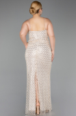 Robe Grande Taille Longue Squameuse Beige ABU6021