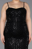 Robe Grande Taille Longue Squameuse Noir ABU6021