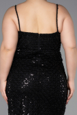 Robe Grande Taille Longue Squameuse Noir ABU6021