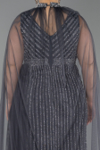 Robe de Soirée Grande Taille Longue Pierreux Anthracite ABU6024